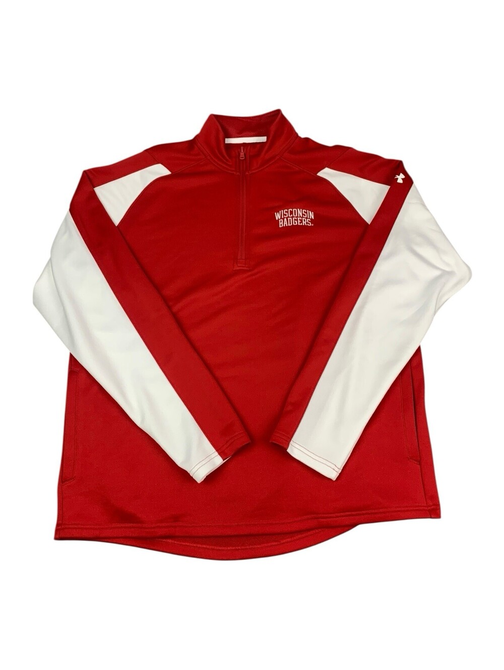 Wisconsin Badgers UA 1/4 Zip Pullover Top, High Neck, Red, Men's Size XL, NEW